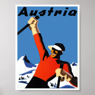 Affiche de ski Vintage Autriche Retro
