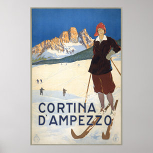 Affiche de ski vintage Cortina d'Ampezzo