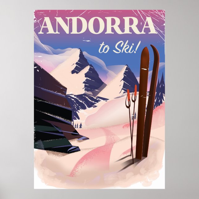 Affiche de ski vintage d'Andorre (Devant)