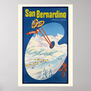Affiche de ski vintage de Suisse San Bernardino