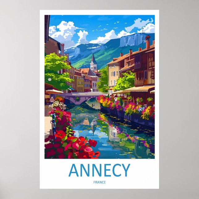 Affiche de ski vintage du parc national d'Annecy (Devant)