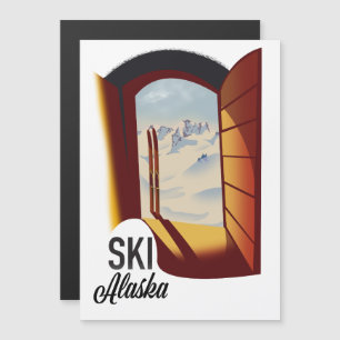 Affiche de ski vintage style Alaska