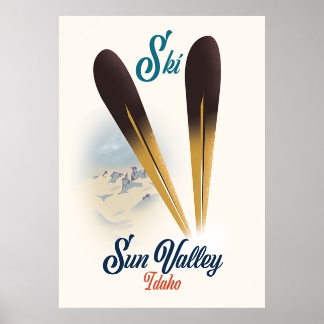 Affiche de ski vintage style Sun Valley Idaho (Devant)