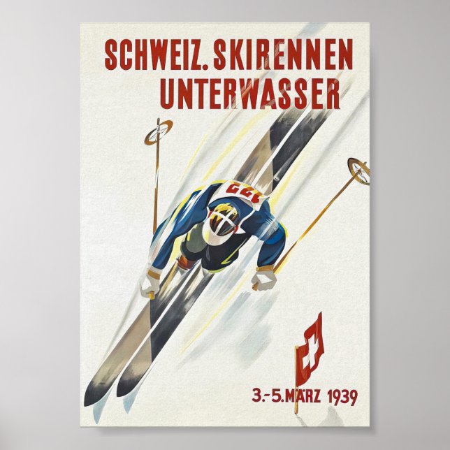 Affiche de ski Vintage Suisse (Devant)