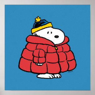 Affiche de Snoopy en hiver avec un manteau bouffan