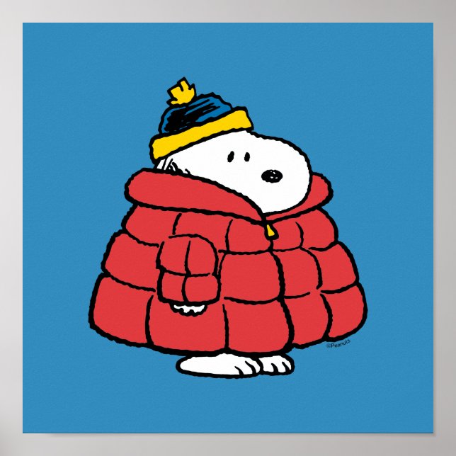 Affiche de Snoopy en hiver avec un manteau bouffan (Devant)