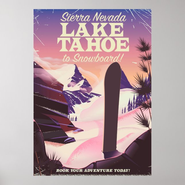 Affiche de snowboard Lake Tahoe Sierra Nevada USA (Devant)