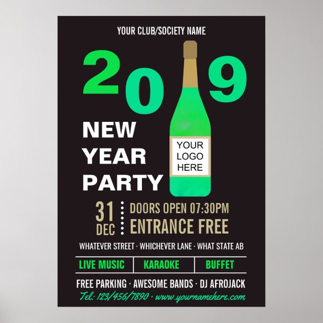 Affiche de soirée du Nouvel An pour club/associati (Devant)