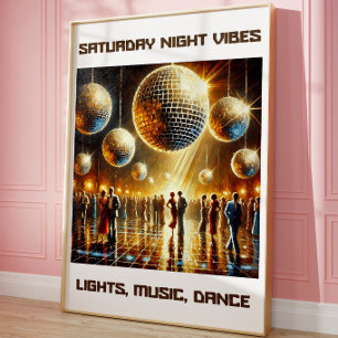 Affiche de sol de danse Disco Vibes de nuit