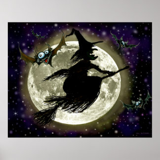 Affiche de sorcière et de Pleine lune