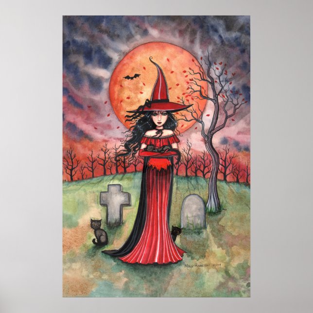 Affiche de sorcière Halloween gothique par Molly H (Devant)