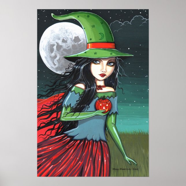 Affiche de sorcière Halloween gothique par Molly H (Devant)