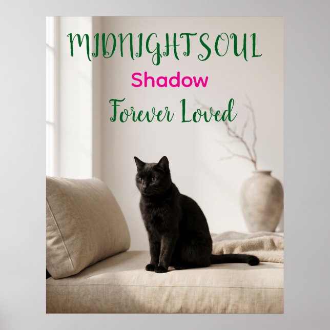 Affiche de souvenir de chat noir personnalisée (Devant)