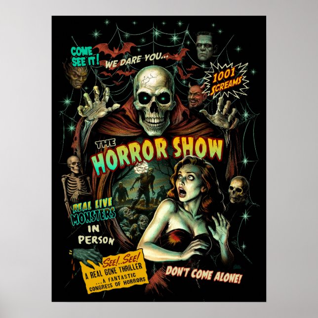 Affiche de spectacle d'horreur – Rétro Halloween (Devant)