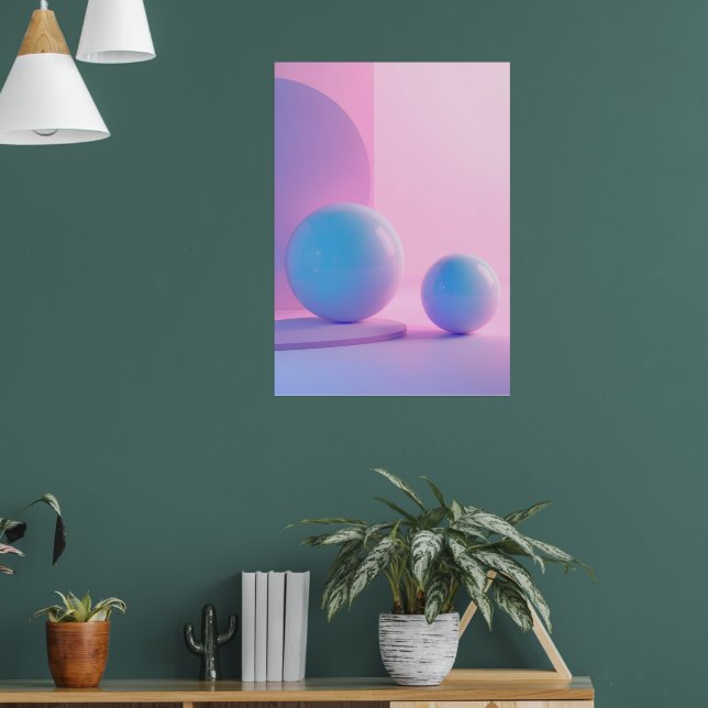Affiche de sphère géométrique 3D Pastel | Lave ros (Salon 1)