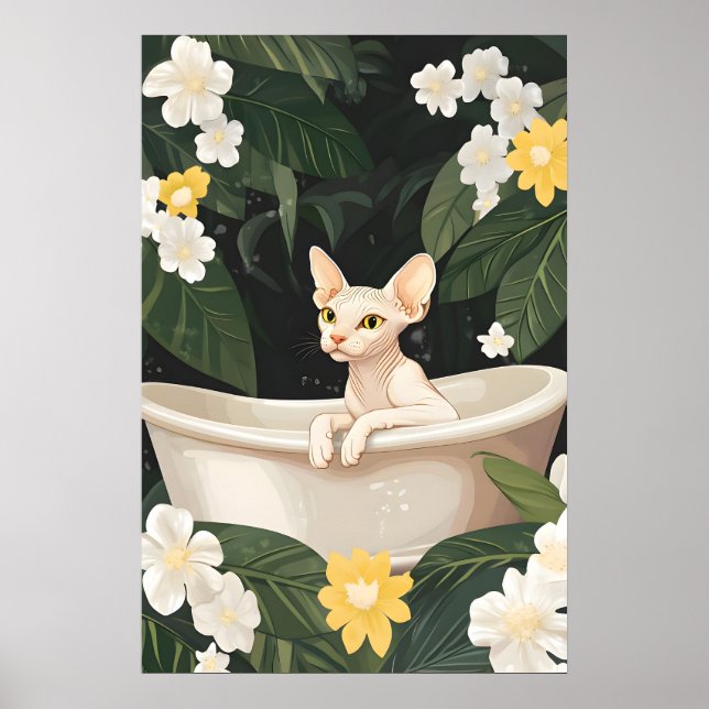 Affiche de Sphynx dans la baignoire, Affiche de ch (Devant)