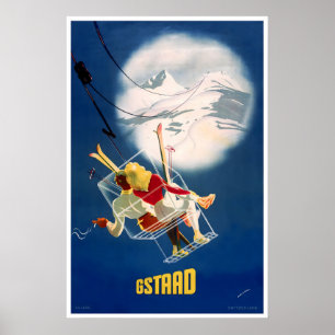 Affiche de sport de ski de Suisse Gstaad Travel Ar