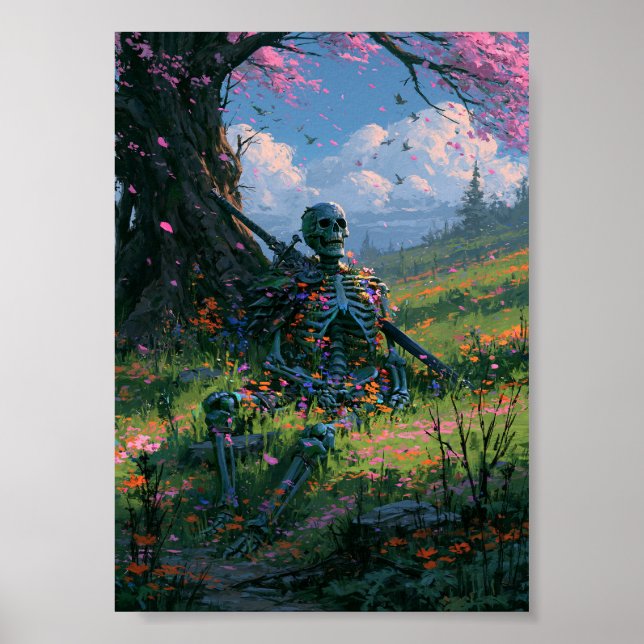 Affiche de squelette reposant de Dark Fantasy  (Devant)