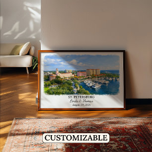 Affiche de St. Petersburg Floride, Aquarelle, Sur