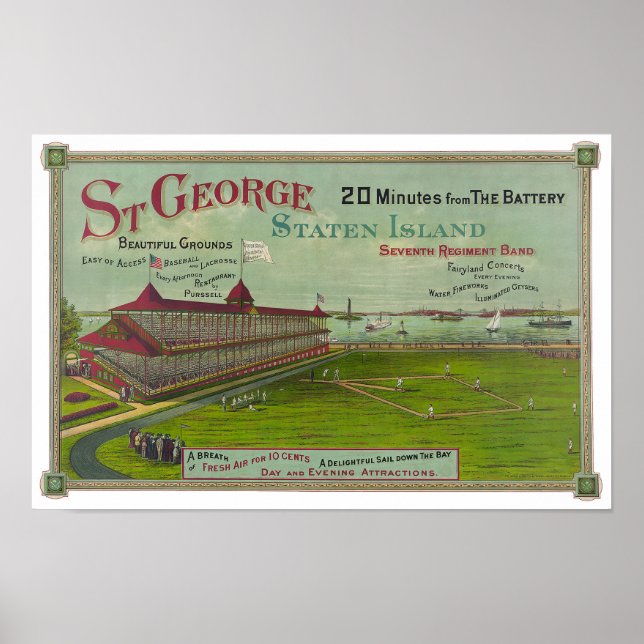 Affiche de stade de baseball vintage (Devant)