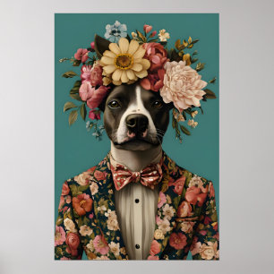 Affiche de Staffordshire Bull Terrier en costume,
