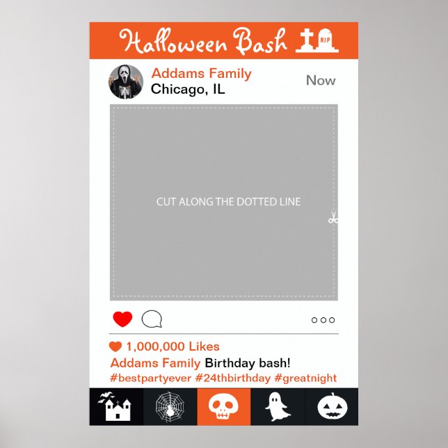 Affiche de stand de photomaton pour fête d'Hallowe (Devant)