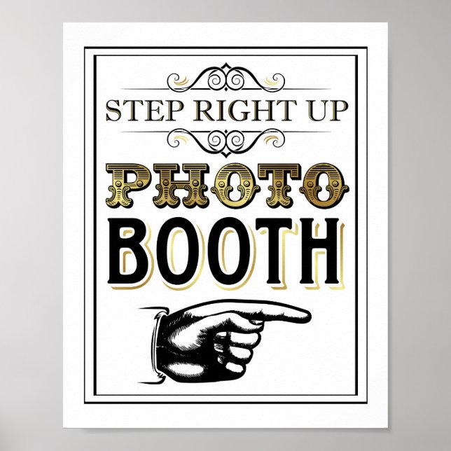 Affiche de stand de photomaton STEP RIGHT UP en or (Devant)