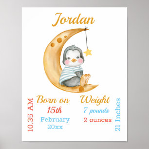 Affiche de Statistiques Bébé Manchot Demi Lune