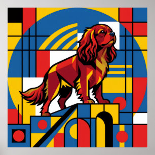 Affiche De Stijl Cavalier King Charles Spaniel   M