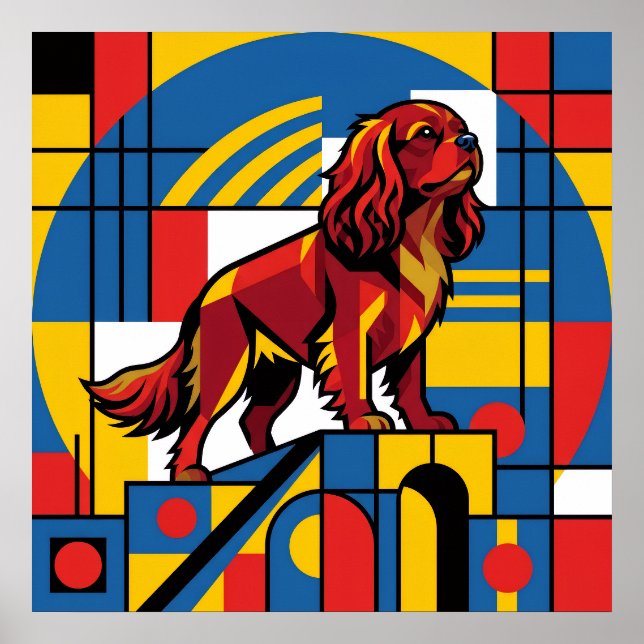 Affiche De Stijl Cavalier King Charles Spaniel | M (Devant)