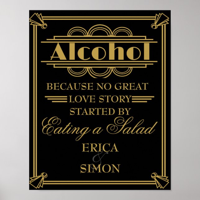 Affiche de style Art déco Gastby mariage (Devant)