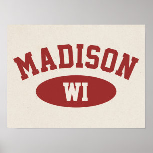 Affiche de style athlétique vintage de Madison, Wi