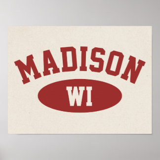 Affiche de style athlétique vintage de Madison, Wi