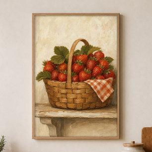 Affiche de style cottagecore à l'aquarelle Panier