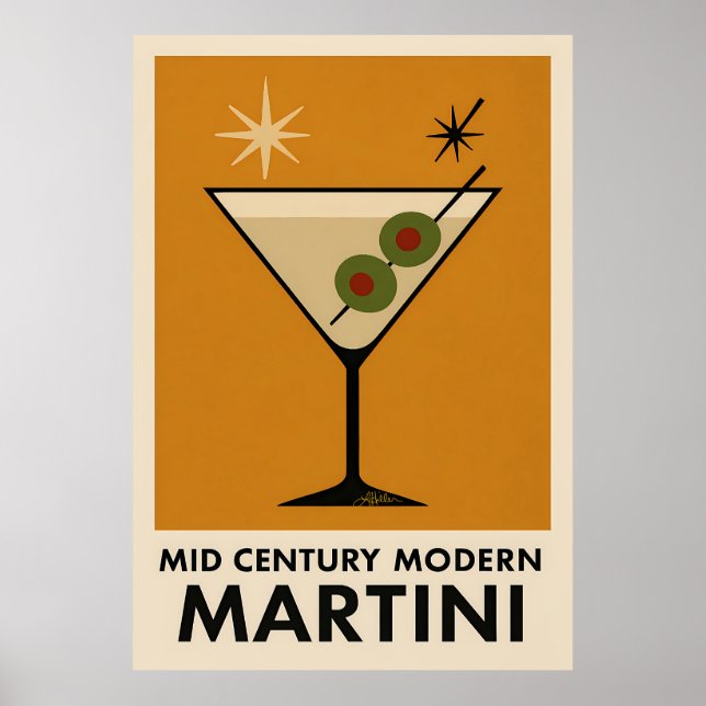 Affiche de style milieu du siècle moderne Martini (Devant)