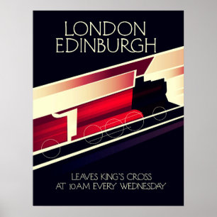 Affiche de style vintage Locomotive Londres Édimbo