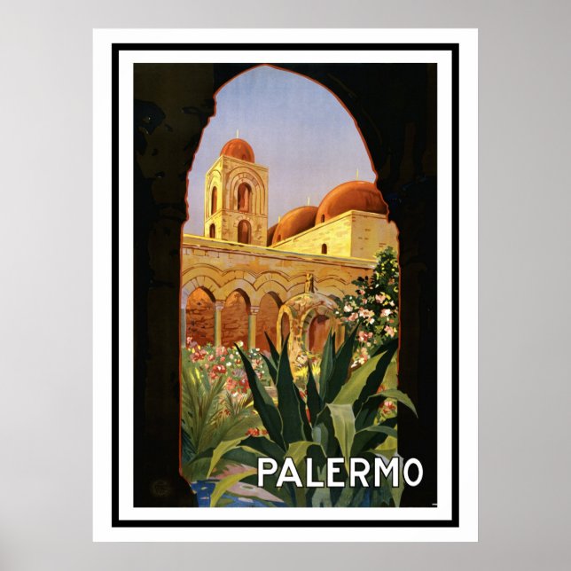 AFFICHE DE STYLE VINTAGE PALERME ITALIE (Devant)