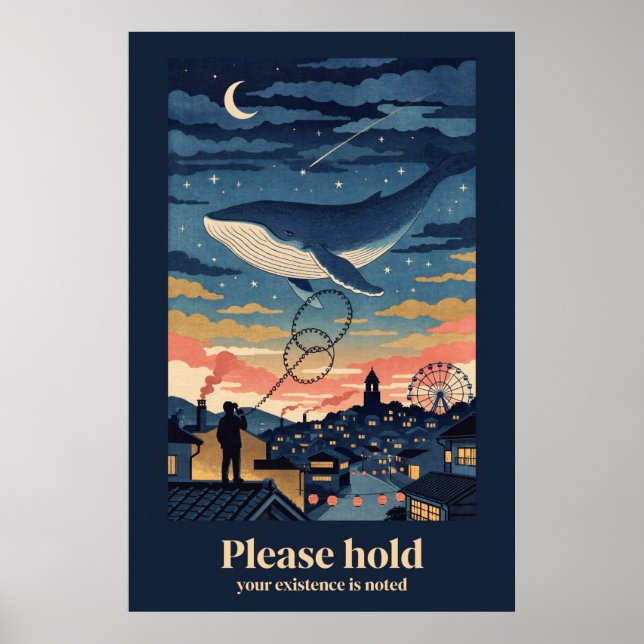 Affiche de style xylographique de baleine sur la v (Devant)