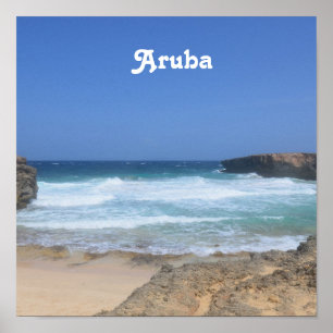 Affiche De superbes vagues s'écrasent à Aruba