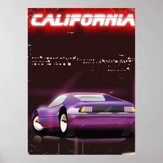 Affiche de supercar néon California 80's (Devant)