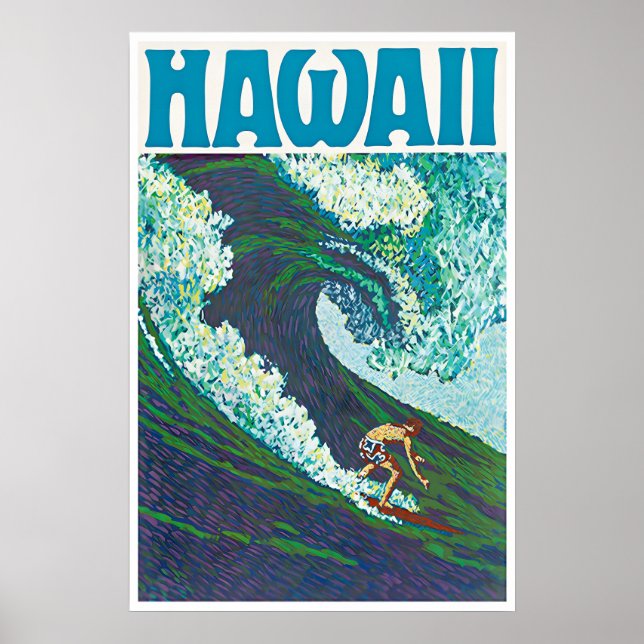 Affiche de surf à Hawaï Peinture hawaïenne Art de  (Devant)