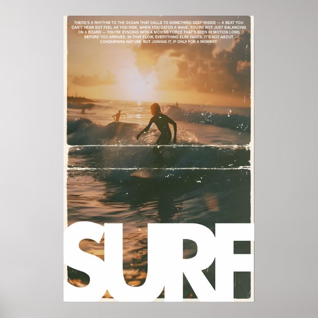 Affiche de surf au coucher du soleil Impression d' (Devant)