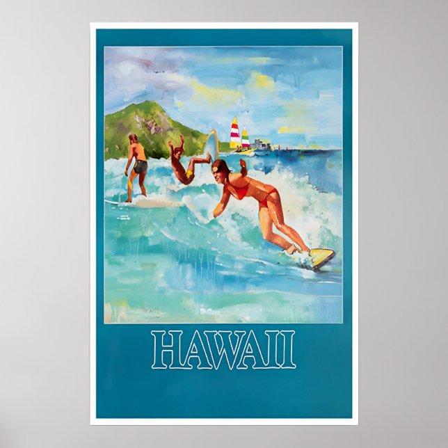 Affiche de surf Hawaï Impression de voyage Surf ha (Devant)