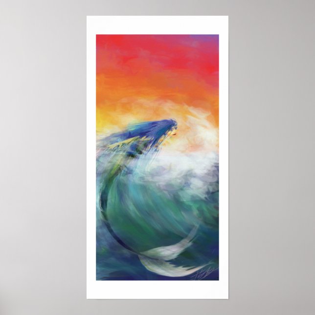 Affiche de surf imaginaire de sirène (GRAND) (Devant)