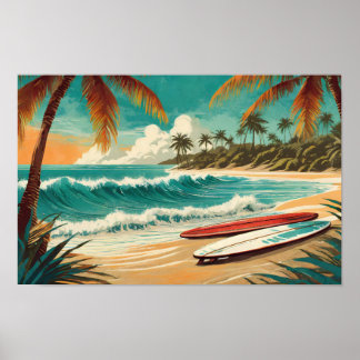 Affiche de surf rétro