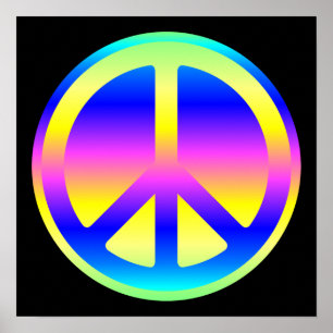 Affiche de symbole de paix arc-en-ciel rose