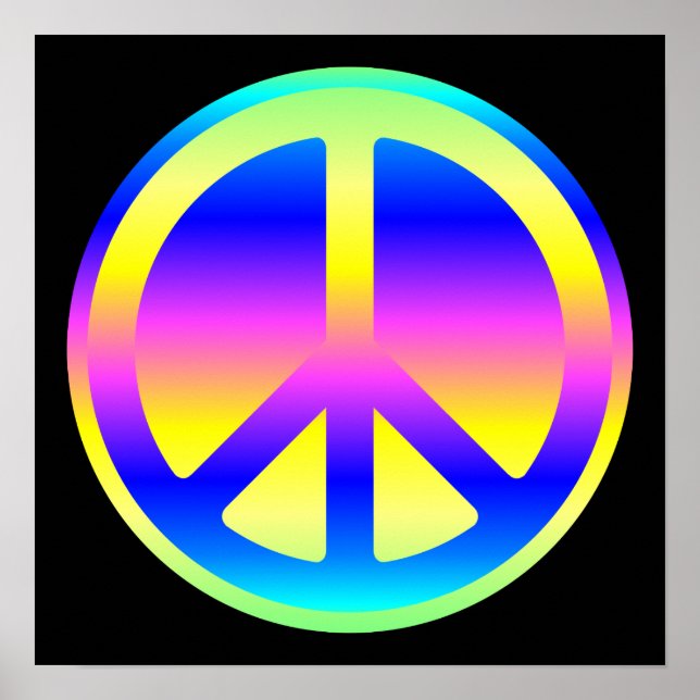 Affiche de symbole de paix arc-en-ciel rose (Devant)