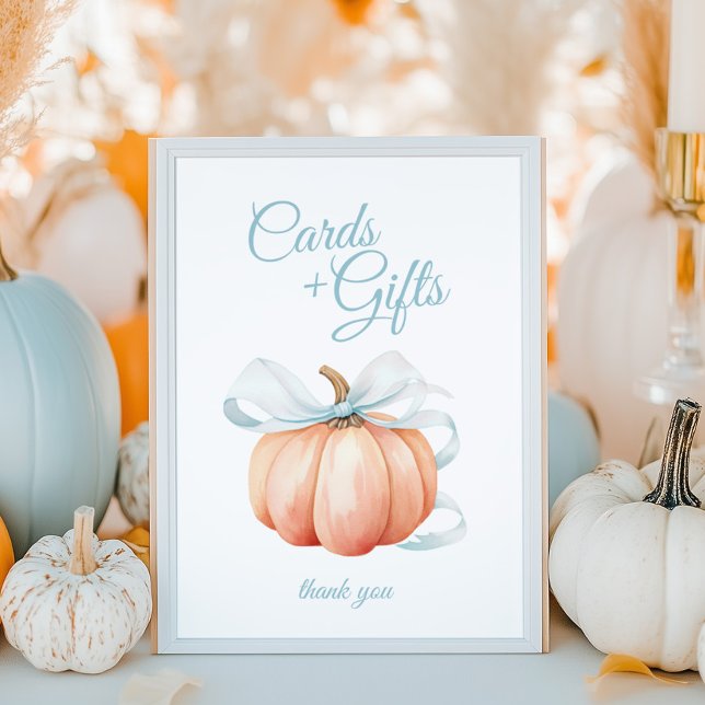 Affiche de table Cartes et Cadeaux Citrouille Bleu (Créateur téléchargé)