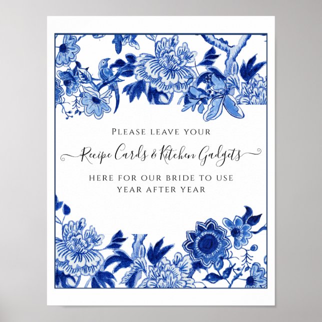 Affiche de table de mariage bleu blanc 10x12 (Devant)