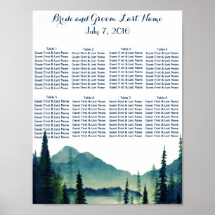 Affiche de table de mariage de camping